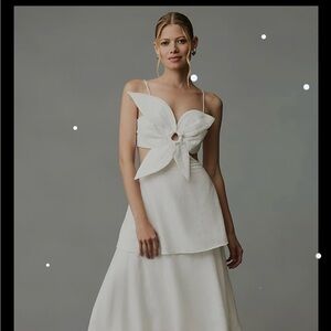 Farm Rio Off White Flower Maxi Dress